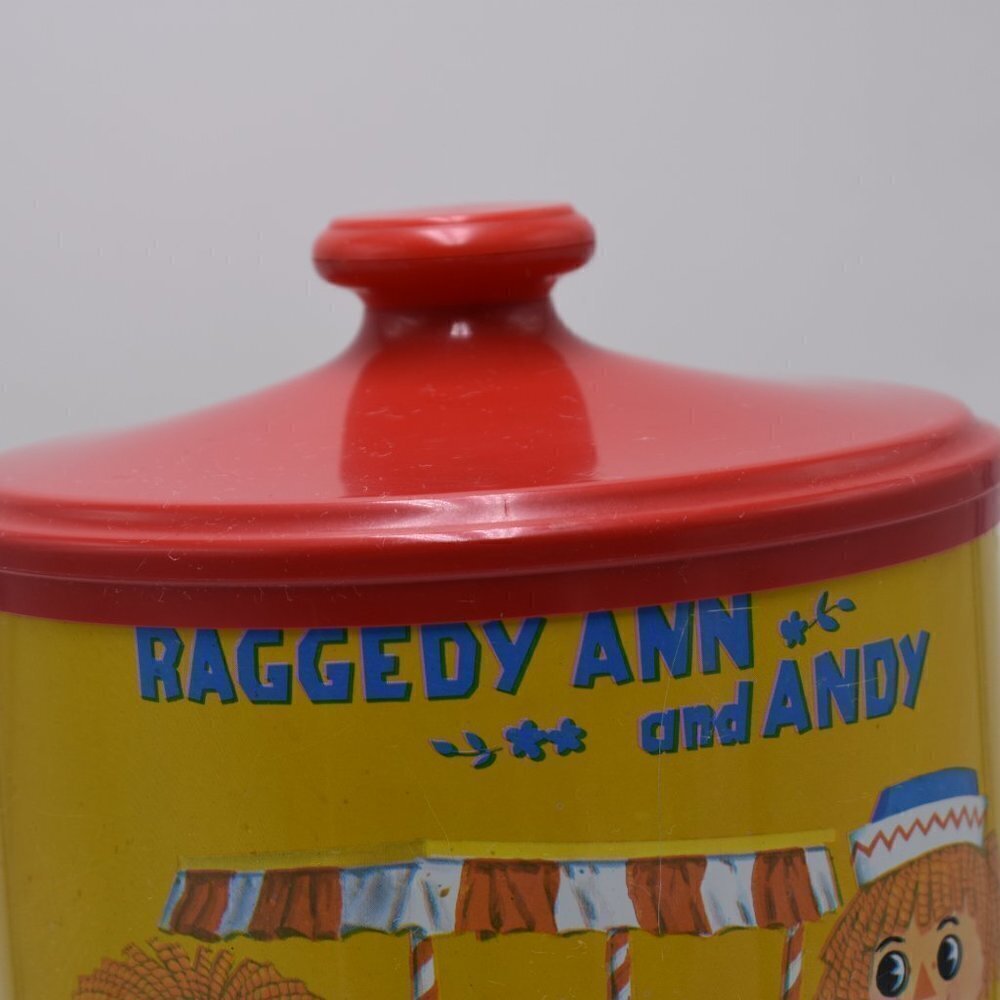 Old Vintage 1973 Cheinco Raggedy Ann And Andy Cookie Jar tin With lid vintage - Picture 2 of 10
